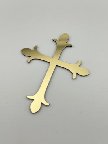 Топер хрестик для торта золотий, на хрещення, великдень